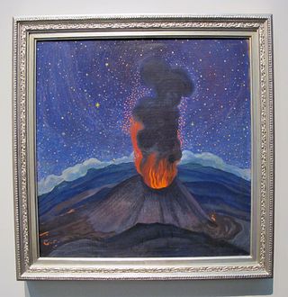 Atl Volcán en la Noche Estrellada 1950 (Paricutín) Oleo y Atl Color sobre Triplay Colección UNAM Atl Volcán en la Noche Estrellada 1950 (Paricutín) Oleo y Atl Color sobre Triplay Colección UNAM