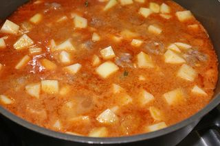 Albóndigas Cocinándose Albóndigas Cocinándose