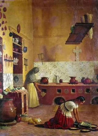 Mexican Kitchen Painting 1850